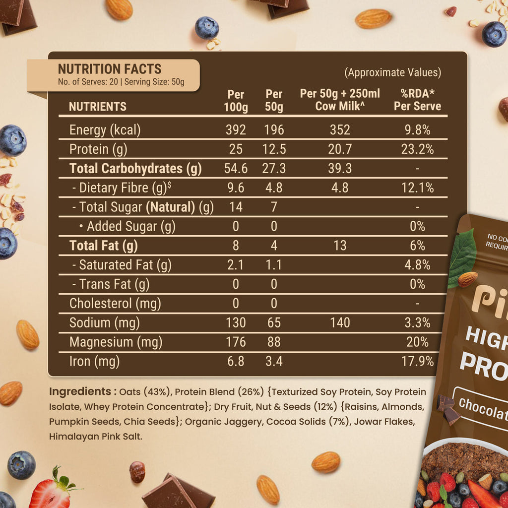Pintola High Protein Dark Chocolate Oats, 1kg