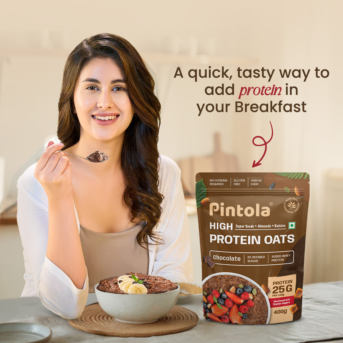 Pintola High Protein Dark Chocolate Oats, 1kg