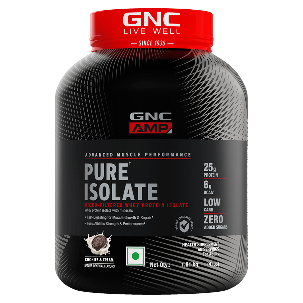 GNC AMP Pure Isolate Whey Protein | Low Carb Lean Muscle Protein