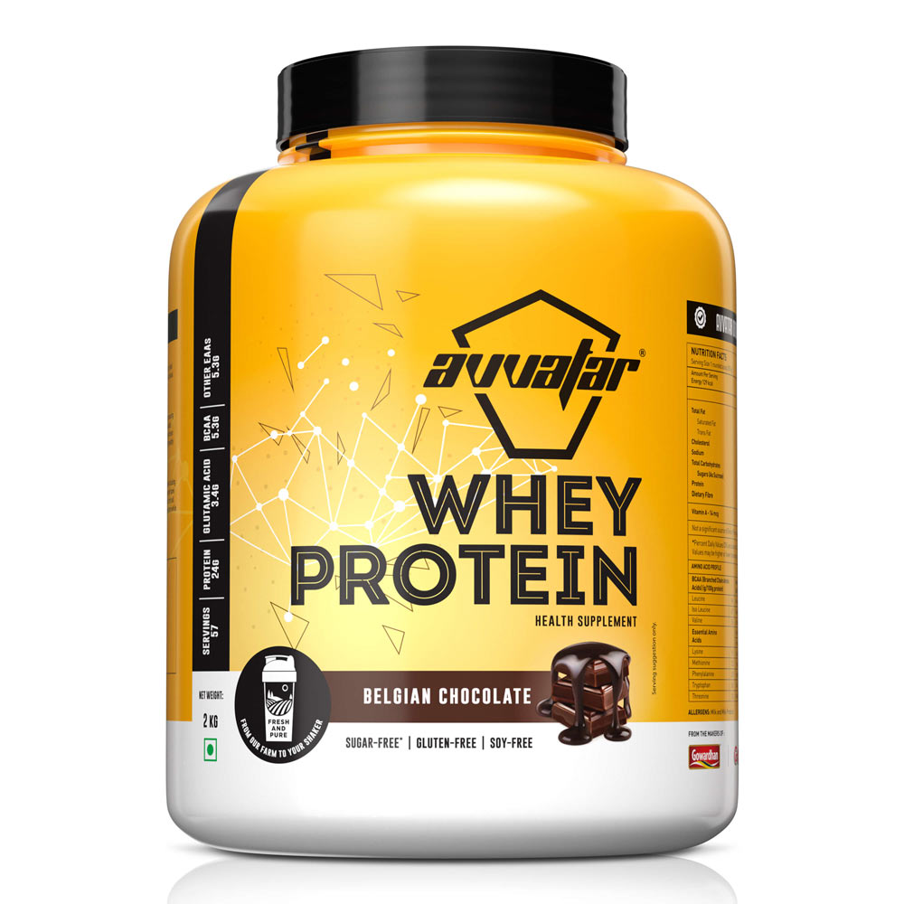 Avvatar Whey Protein Powder, 2kg / 4kg – Belgian Chocolate, Hazelnut & Malai Kulfi