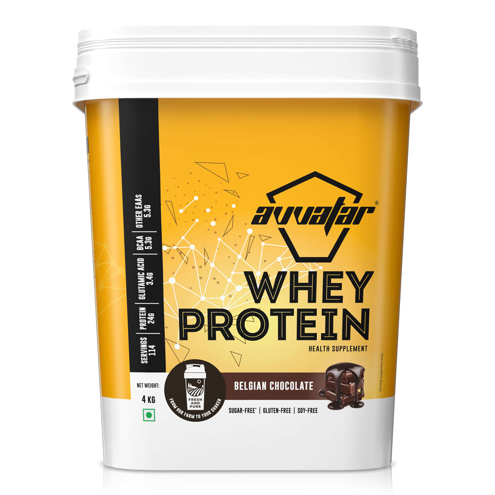 Avvatar Whey Protein Powder, 2kg / 4kg – Belgian Chocolate, Hazelnut & Malai Kulfi