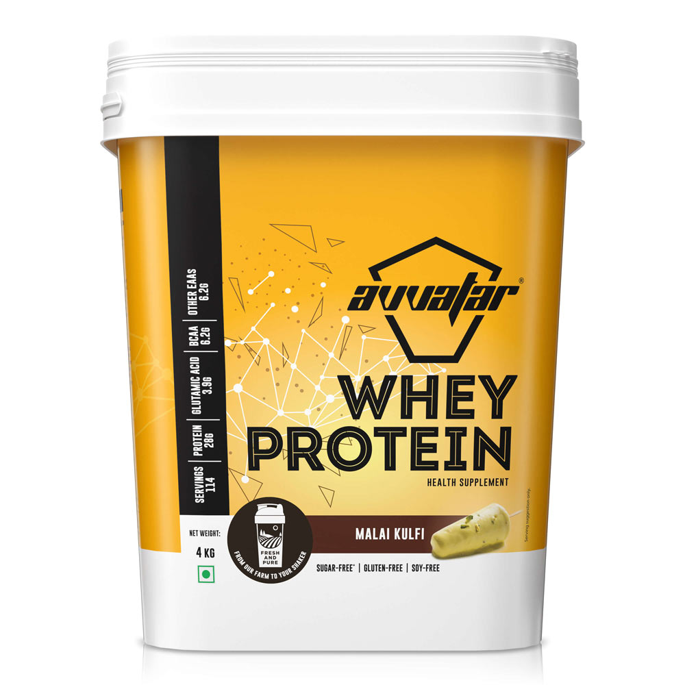 Avvatar Whey Protein Powder, 2kg / 4kg – Belgian Chocolate, Hazelnut & Malai Kulfi