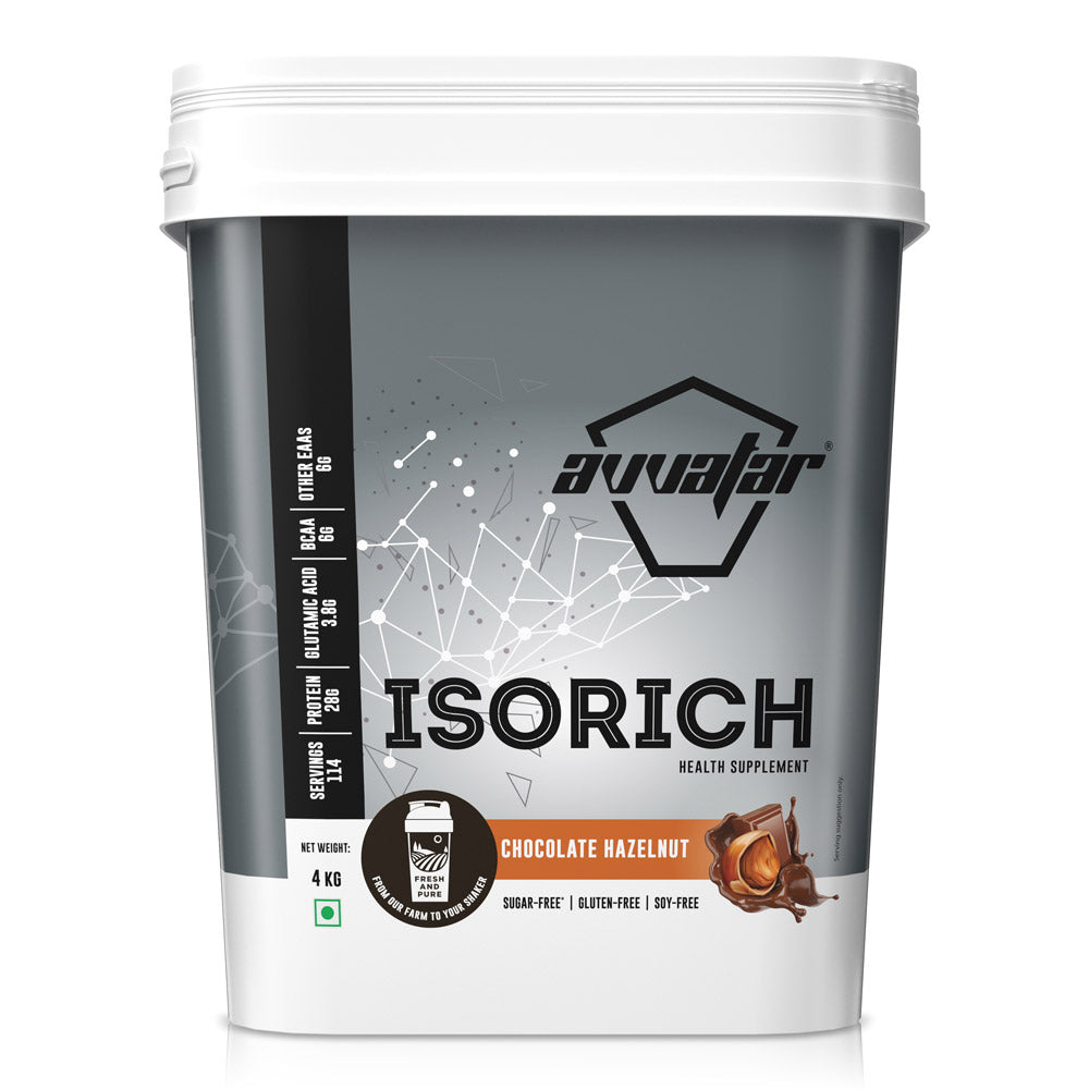 Avvatar Isorich Whey Protein Isolate, 2kg / 4kg – Belgian Chocolate, Hazelnut & Malai Kulfi