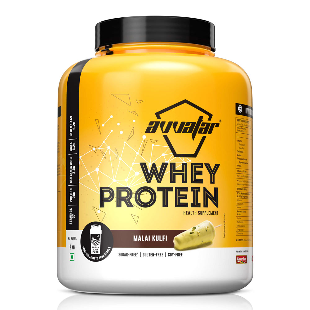 Avvatar Whey Protein Powder, 2kg / 4kg – Belgian Chocolate, Hazelnut & Malai Kulfi