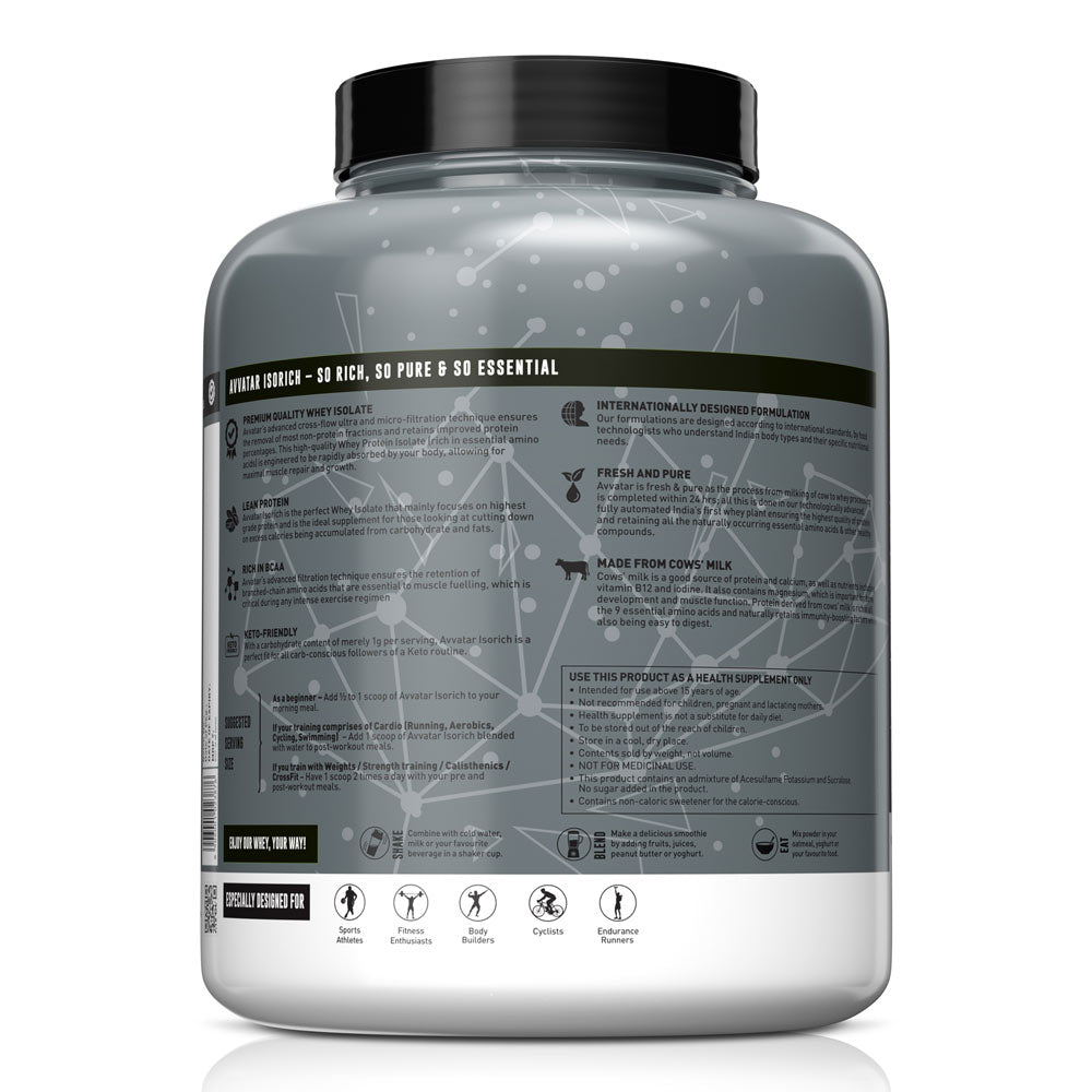 Avvatar Isorich Whey Protein Isolate | Ultra-Pure High Protein for Lean Muscle, Fast Recovery & Easy Digestion