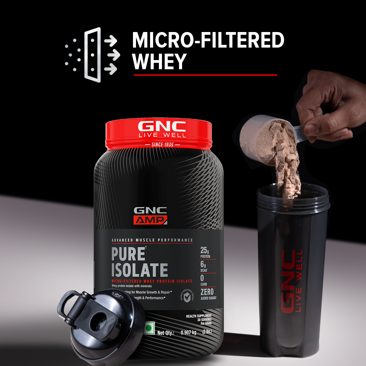 GNC AMP Pure Isolate Whey Protein | Low Carb Lean Muscle Protein