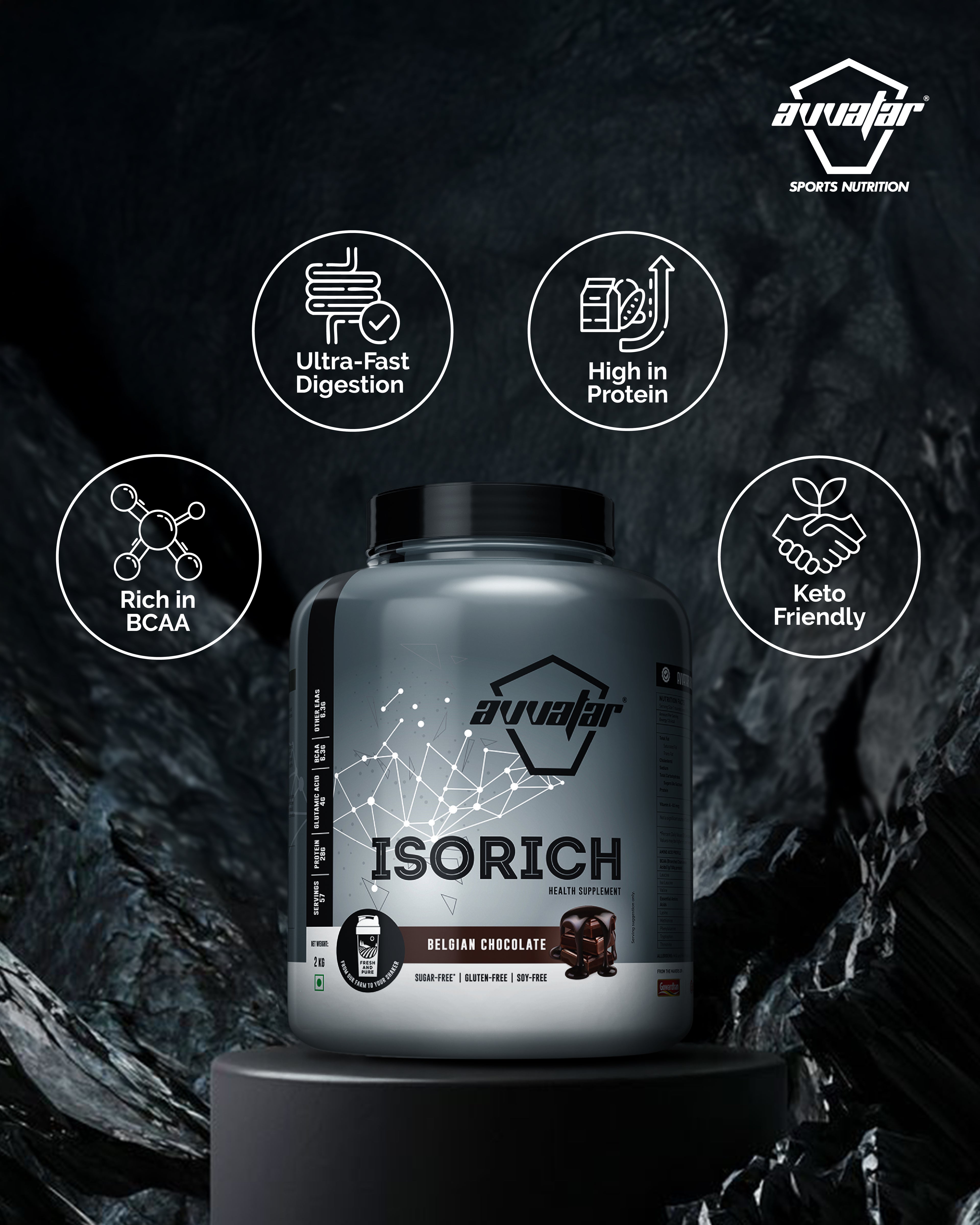 Avvatar Isorich Whey Protein Isolate | Ultra-Pure High Protein for Lean Muscle, Fast Recovery & Easy Digestion