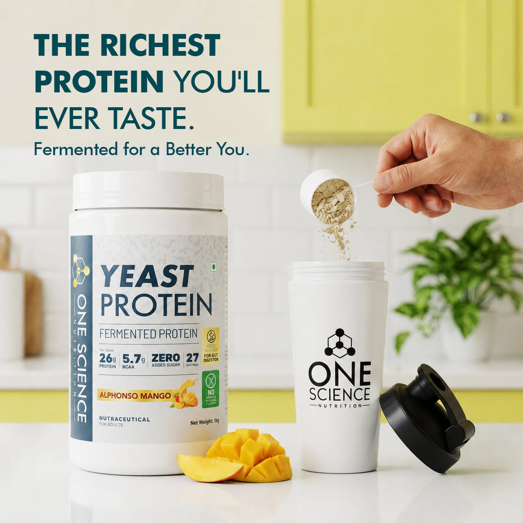 One Science Nutrition Fermented Yeast Protein Powder - Alphonso Mango (1 Kg)