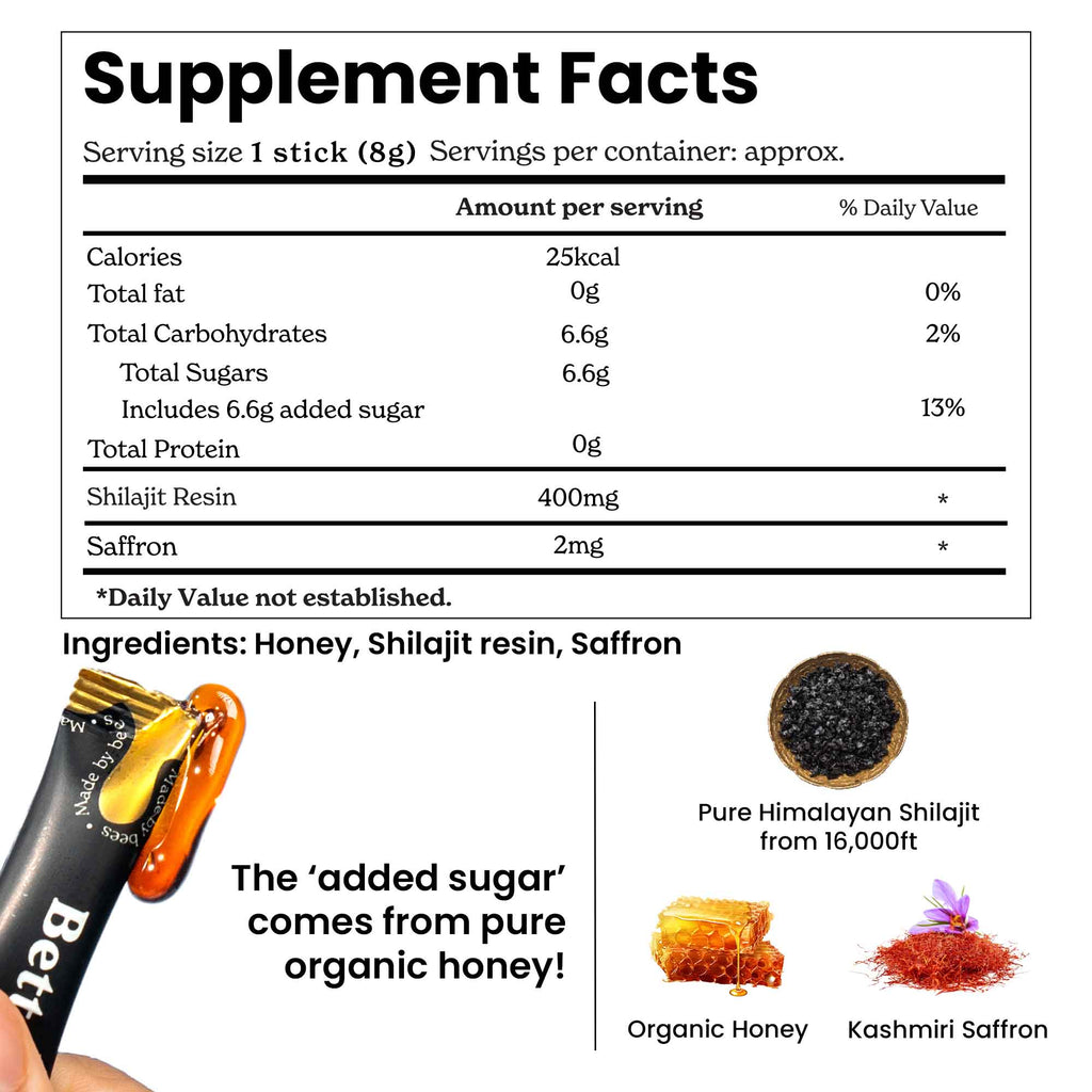 BetterAlt Himalayan Shilajit Honey Sticks – Natural Energy in a Stick