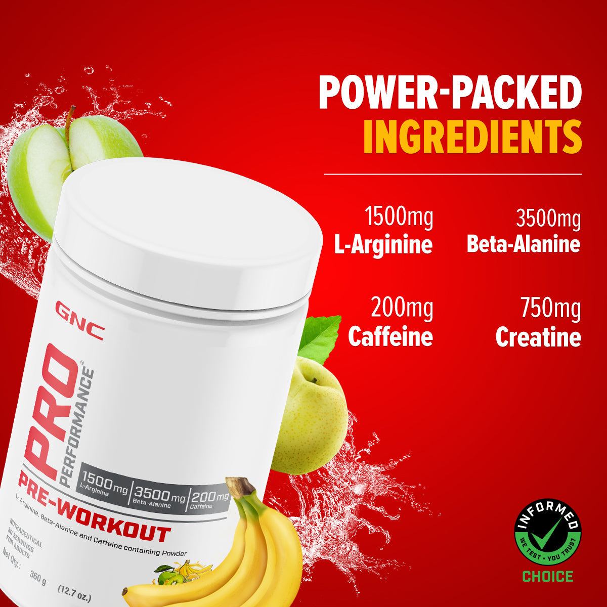 GNC Pro Performance Pre-Workout Powder – Energy, Endurance & Focus Booster (360g / 30 Servings)