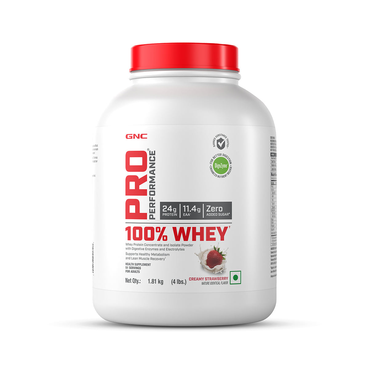 GNC 100% Whey Protein Strawberry 4lbs
