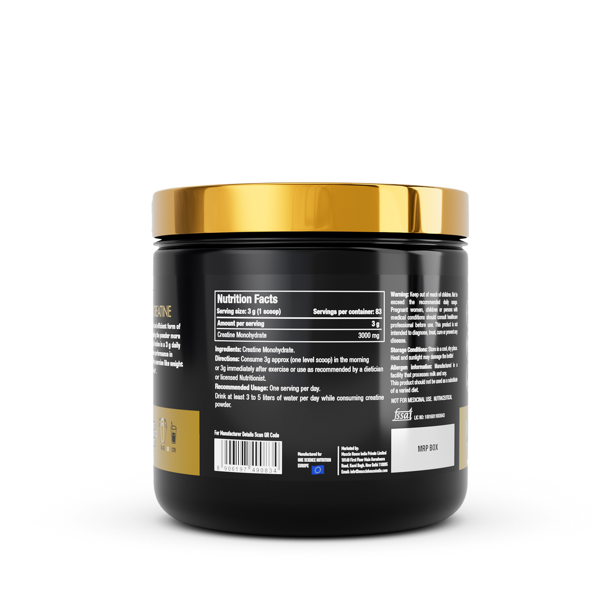 One Science Nutrition 100% Micronized Creatine Powder - Unflavoured (250gm)