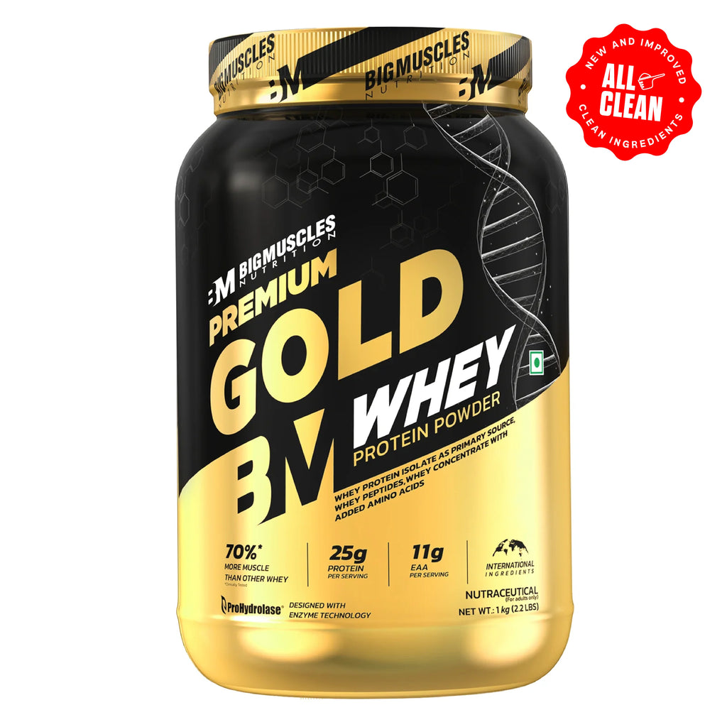 BigMuscles Premium Gold Whey Protein, 1kg (Cafe Latte)