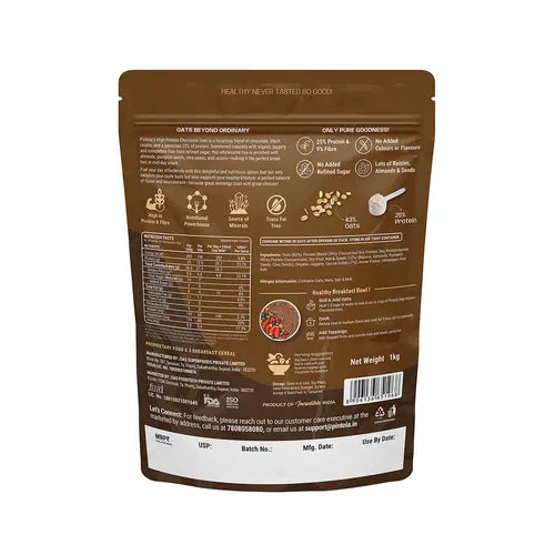 Pintola High Protein Dark Chocolate Oats, 1kg