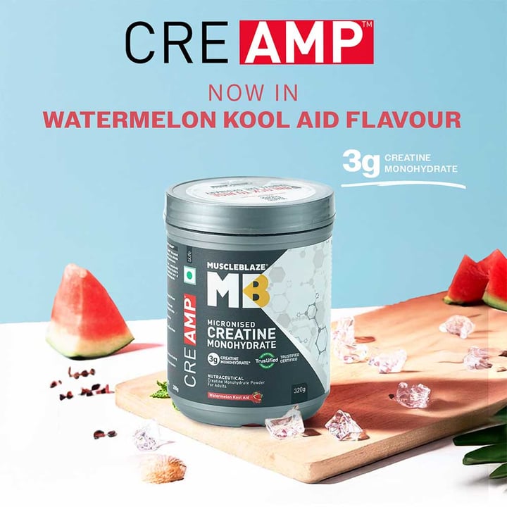 MuscleBlaze Creatine Monohydrate CreAMP | High Purity Creatine for Strength, Power & Muscle Growth