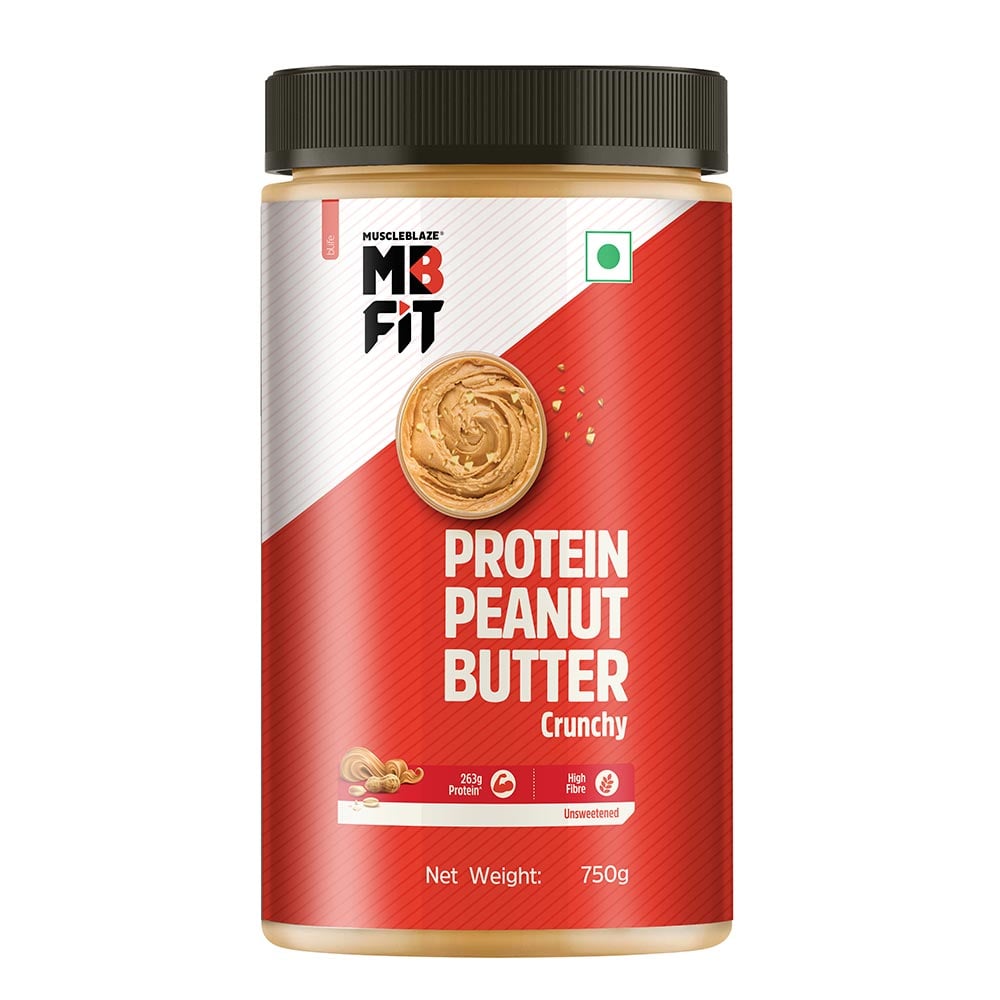 MuscleBlaze High Protein Peanut Butter 750g Unsweetened Crunchy