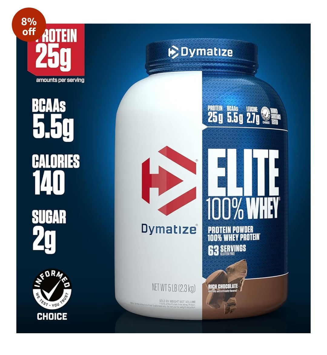 Dymatize Elite 100% Whey Protein - Rich Chocolate (5 Lbs)