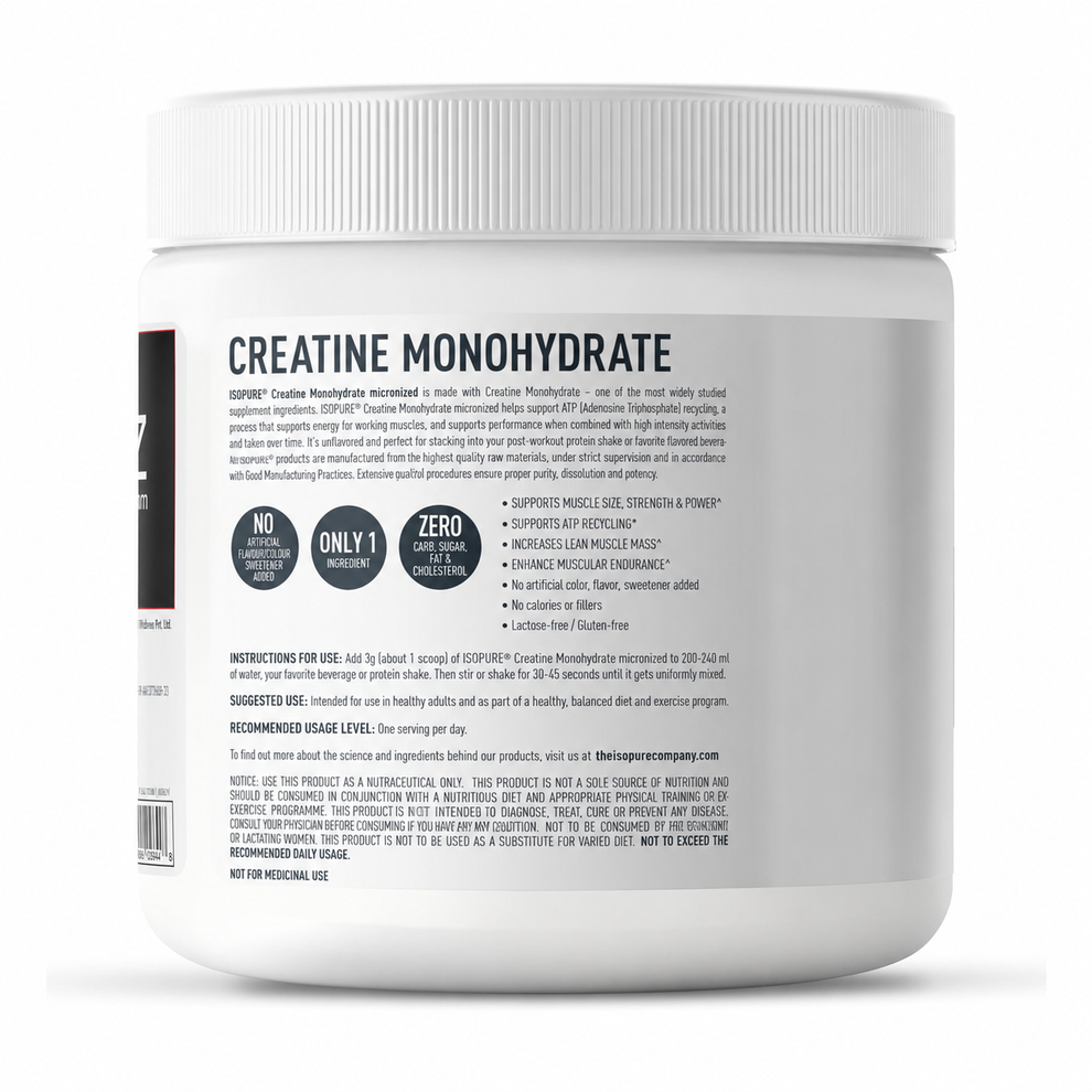 Isopure 100% Creatine Monohydrate Micronized - Unflavoured (250g, 83 Servings)